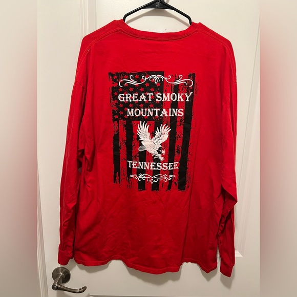 Tennessee Great Smoky Mountains Long Sleeve Red Tee Shirt Crewneck SizeXL Cotton - Picture 3 of 4